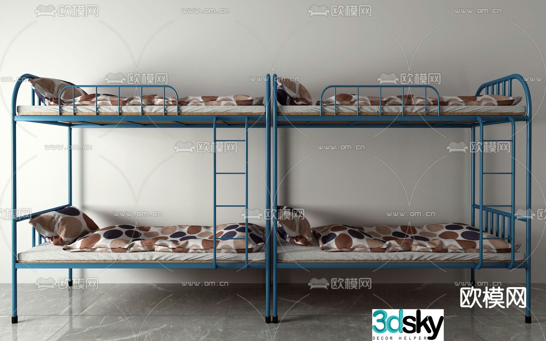 Modern bedroom bed bunk bed 3d model