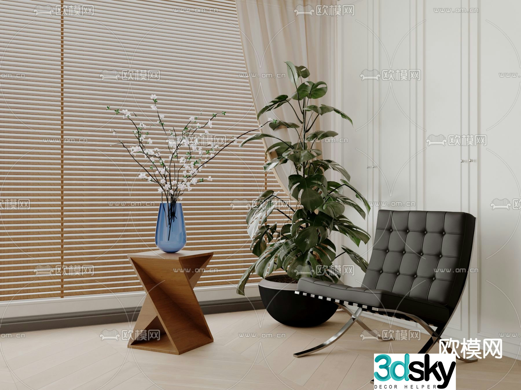 Modern leisure chair table 3d model