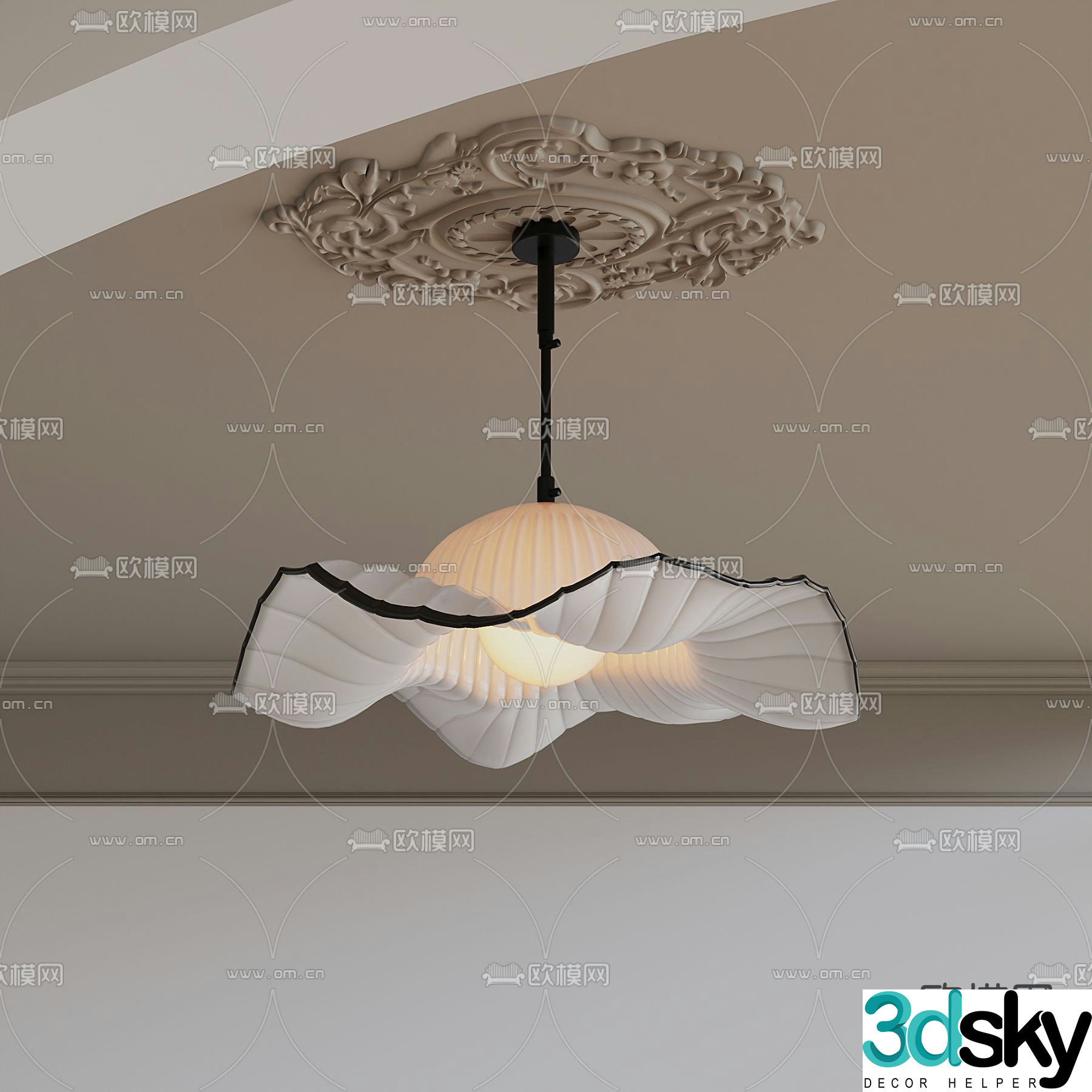 French chandelier hat chandelier 3d model