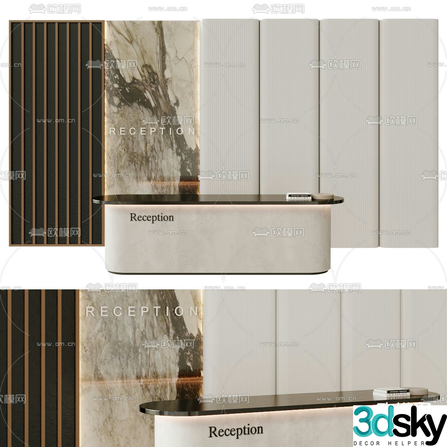 Modern front desk reception desk 3d model