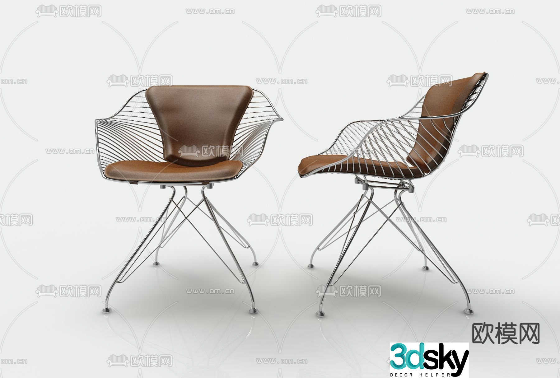 Modern chair dining chair creative chair 3d model