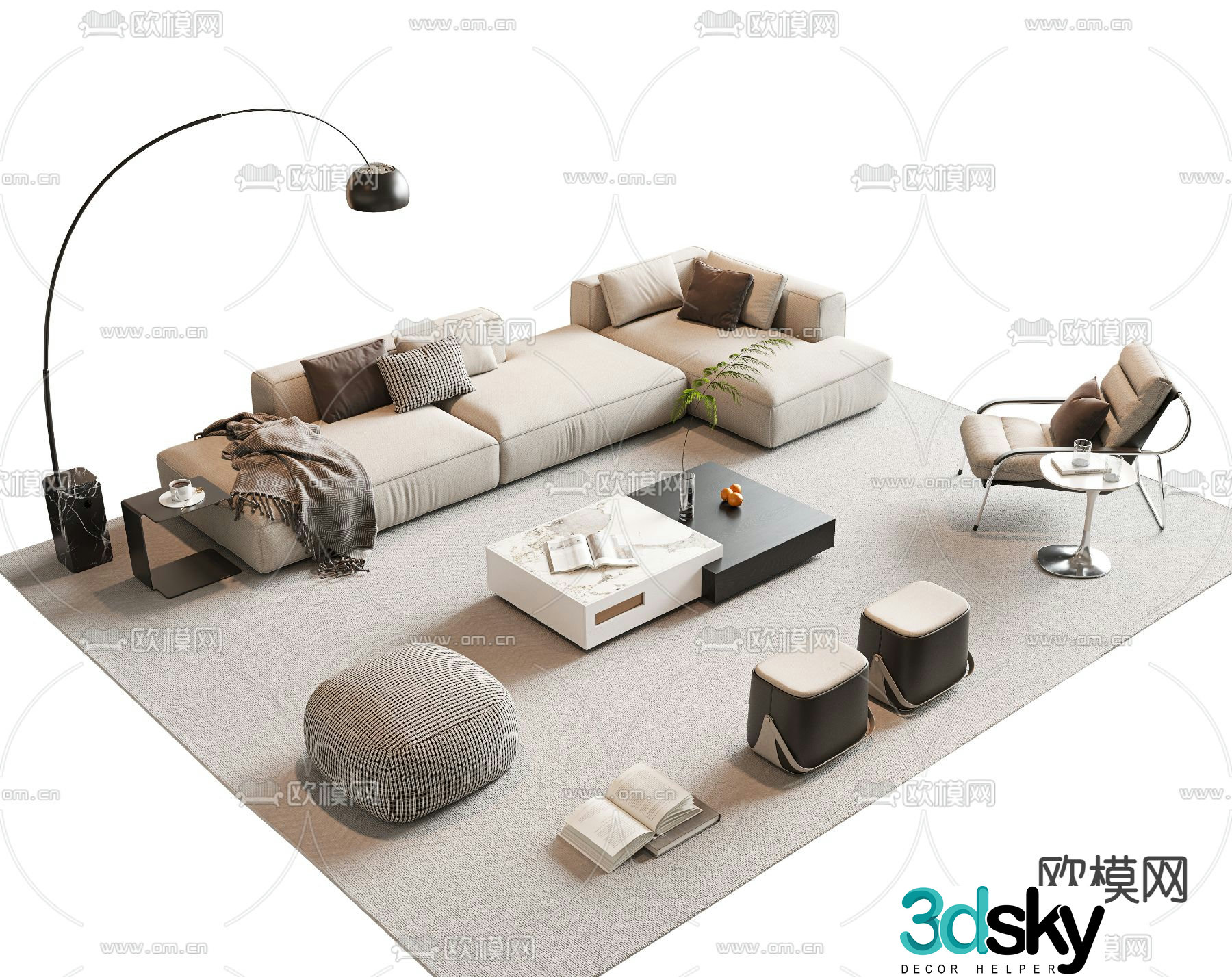 Modern modular sofa corner sofa 3d model