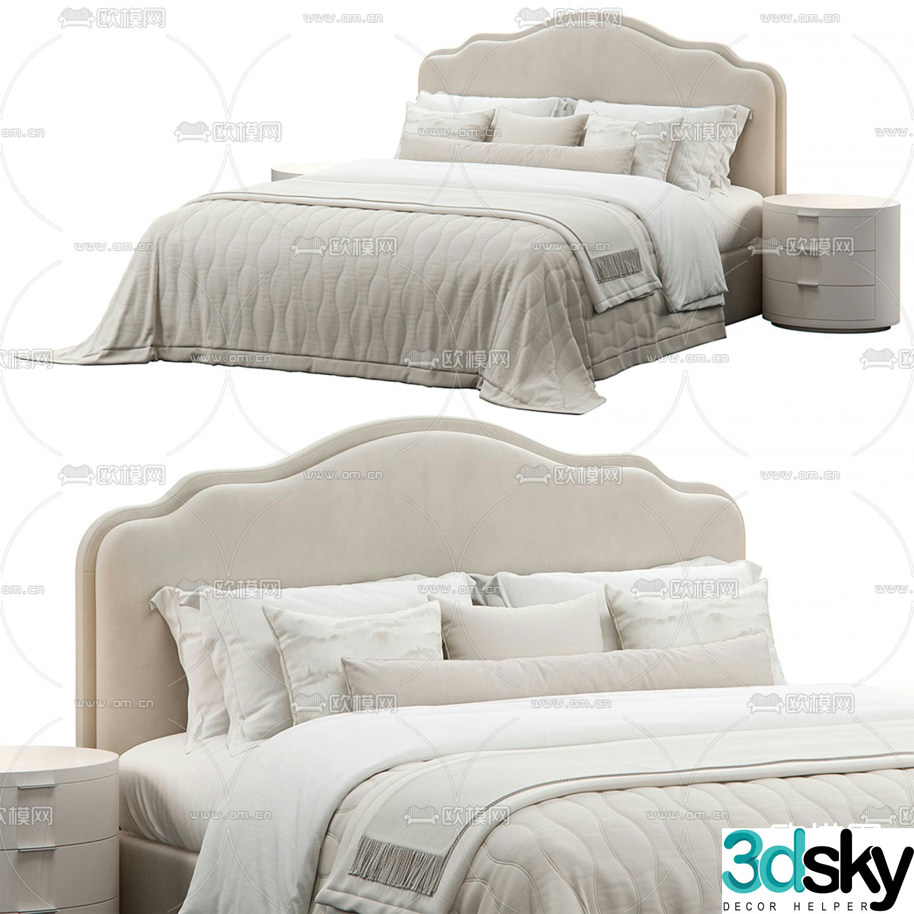Modern double bed 3d model