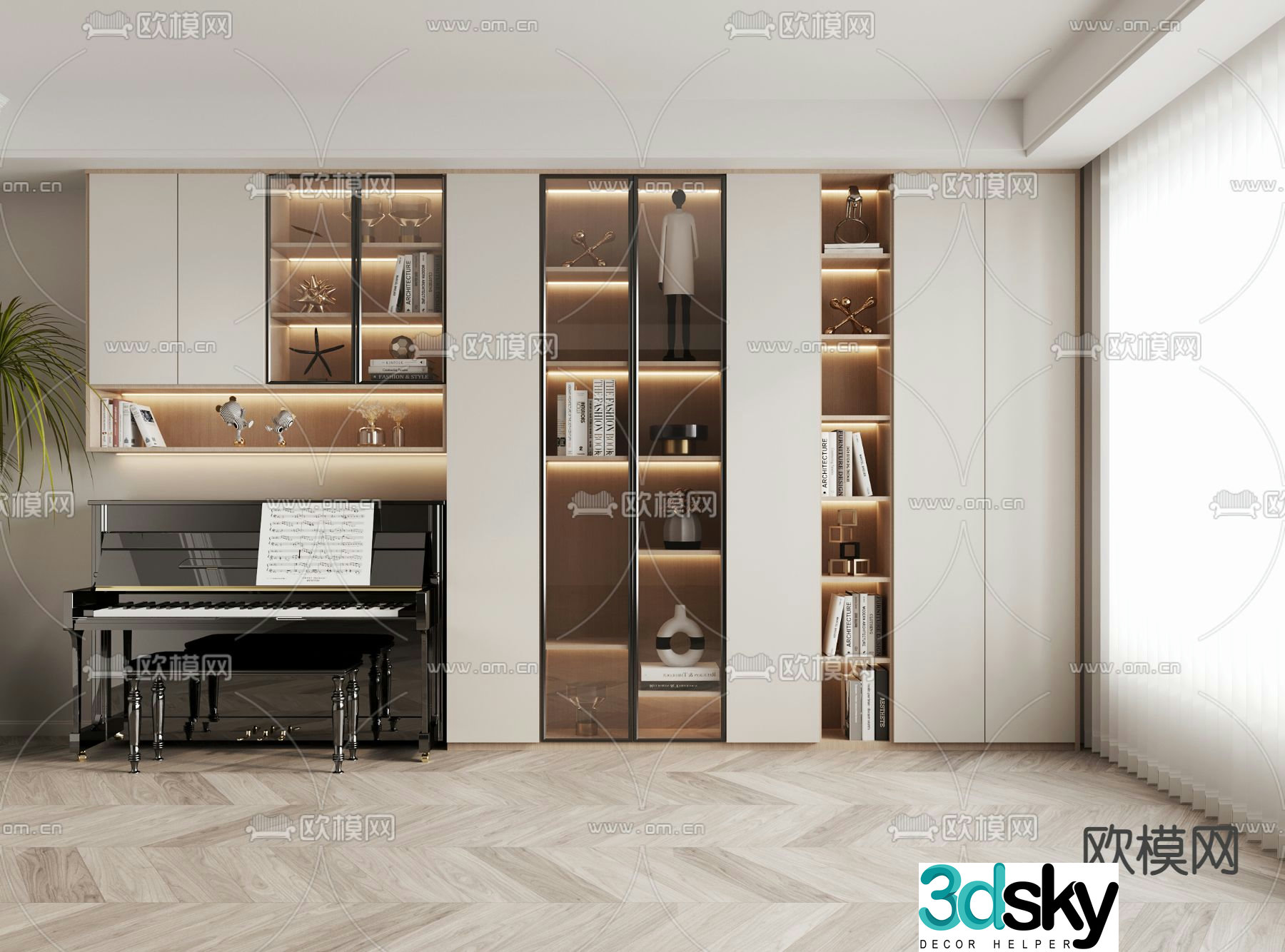Modern bookcase 3d model