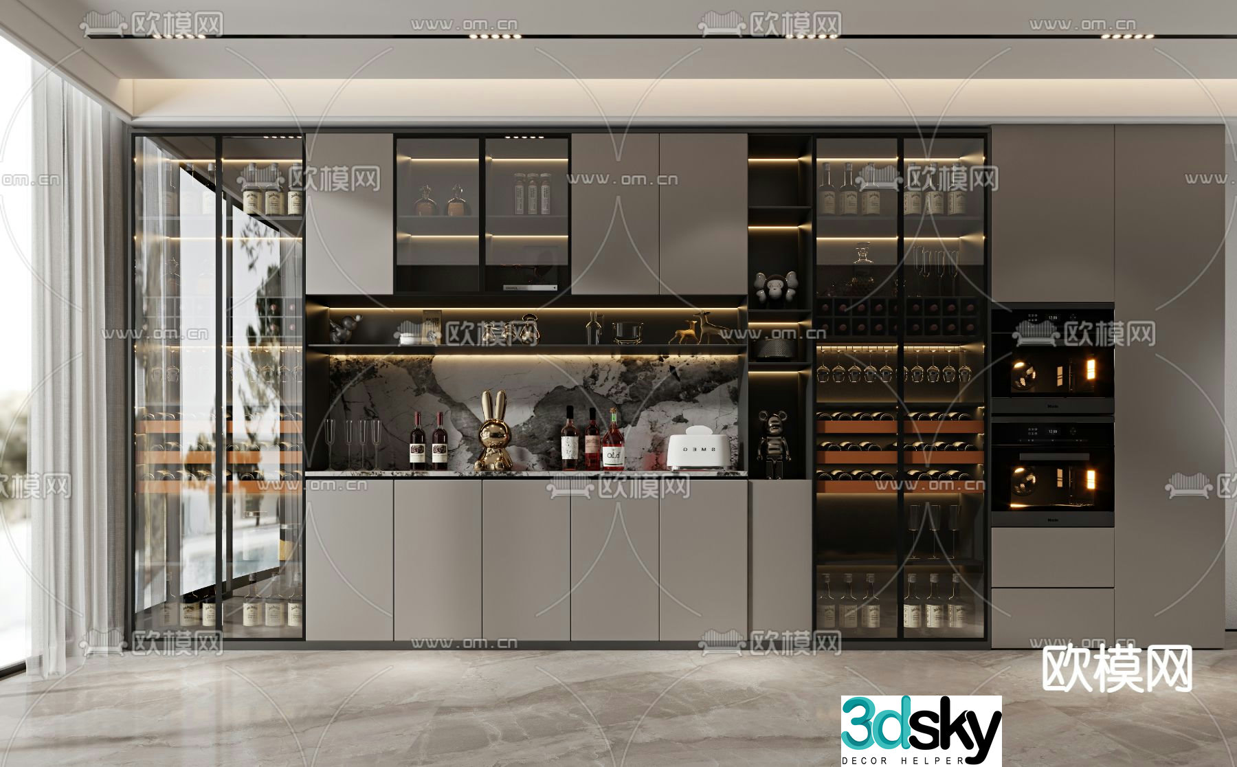 Modern wine cabinet 3d model