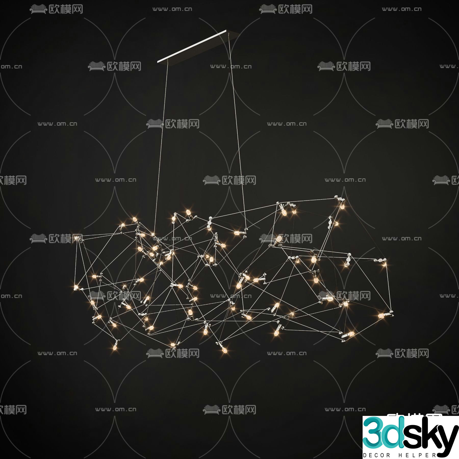 Modern Chandelier Linear Light 3D Model