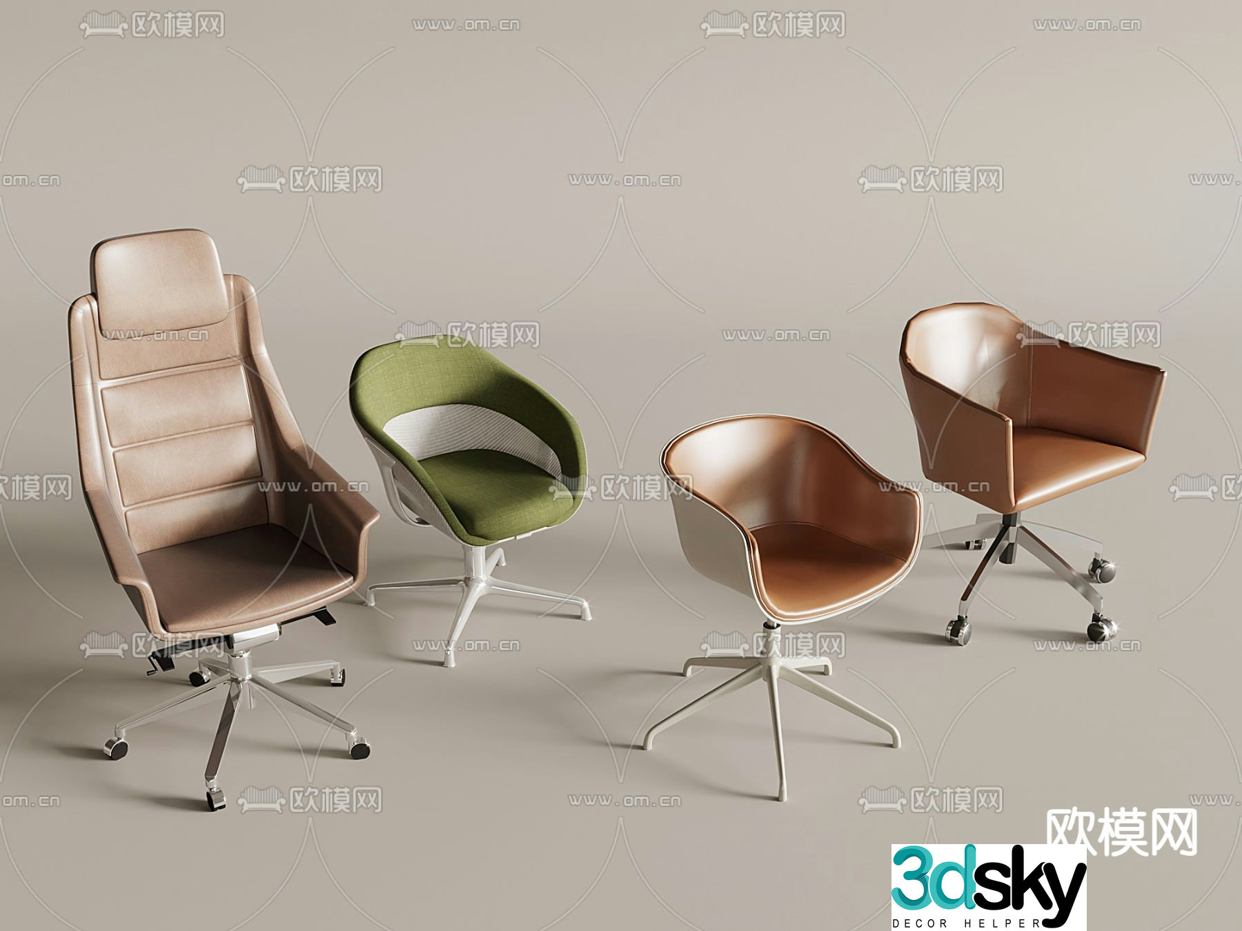Macaron color office chair boss chair armchair computer chair 3d model
