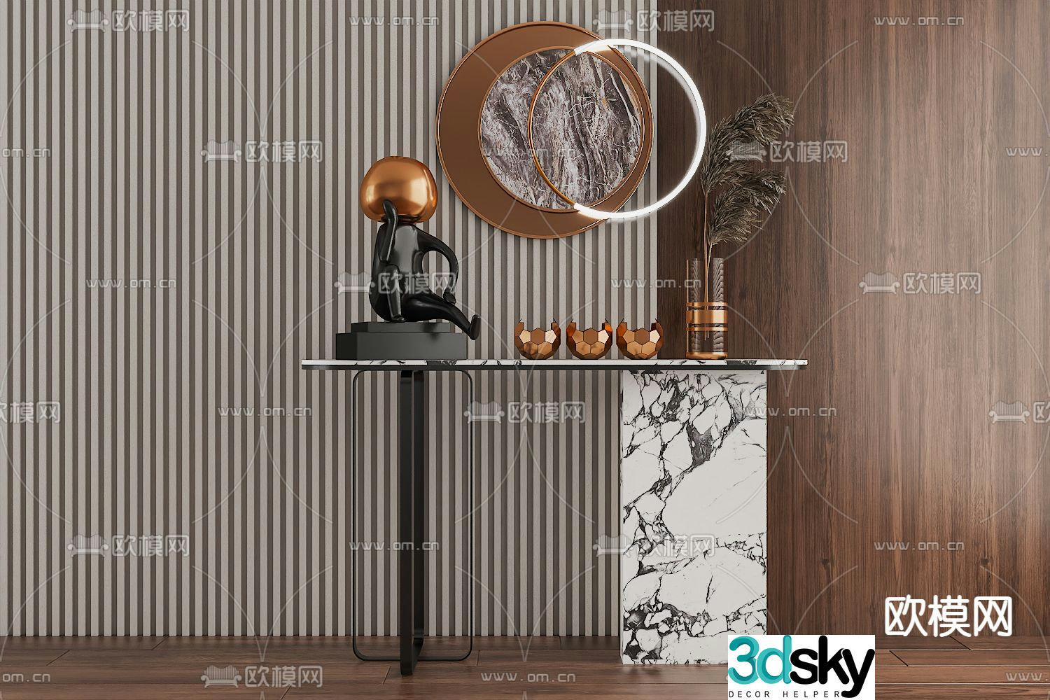 Light luxury end view table 3D model