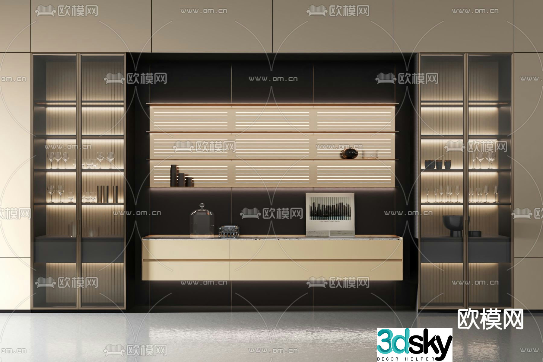 Modern wine cabinet 3d model