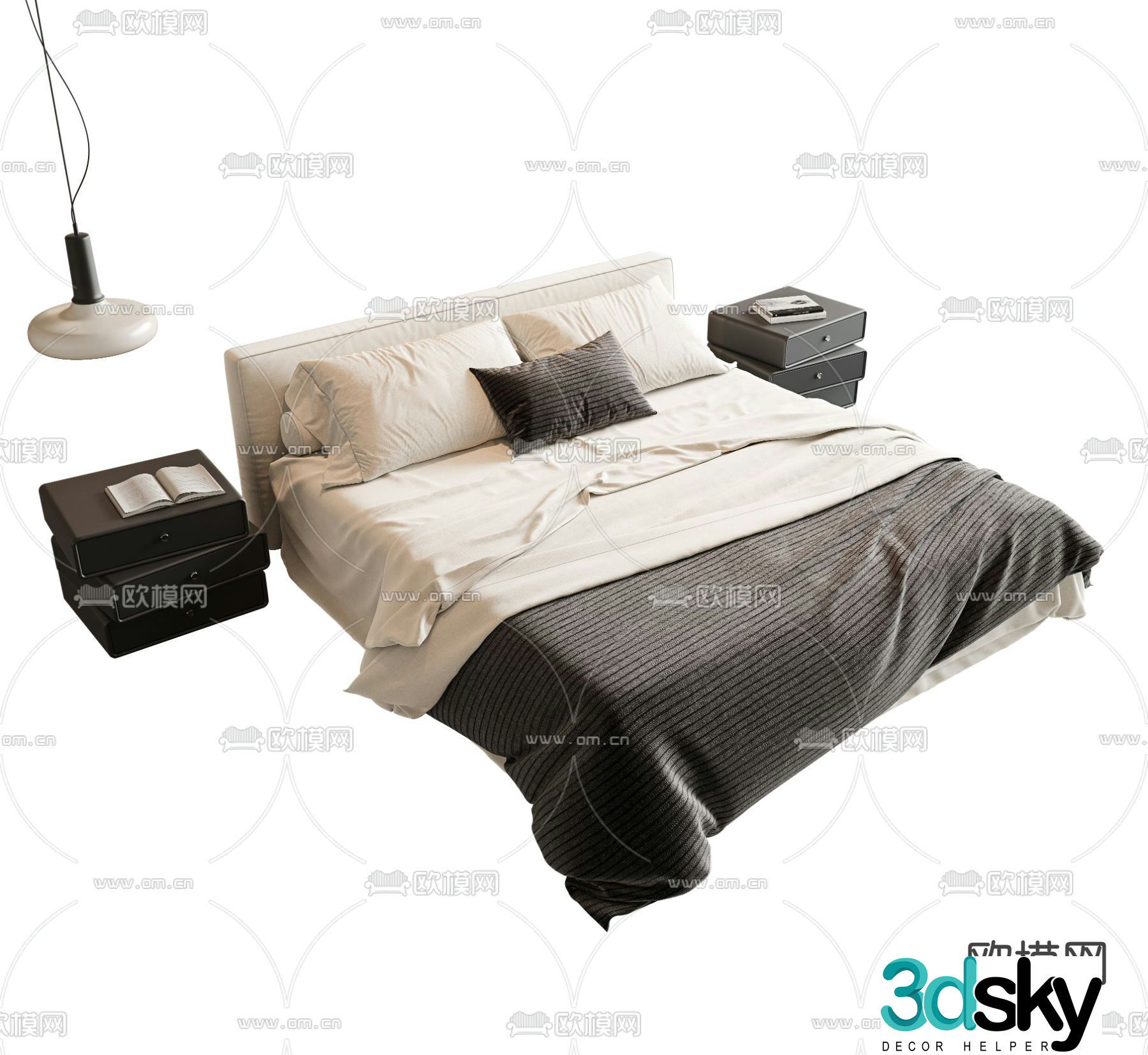 Modern double bed 3d model