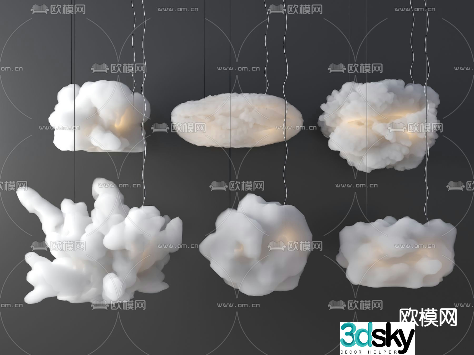 Cotton Chandelier Floating Cloud Light Cloud Light 3D Model
