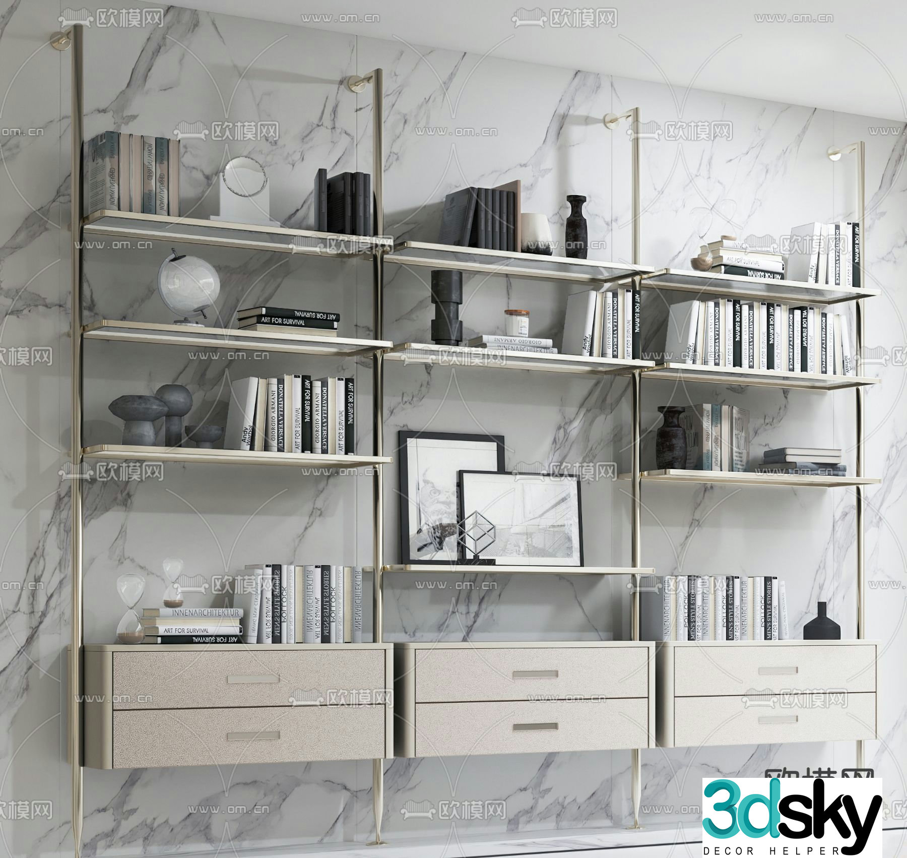 Metal bookshelf shelf 3D model