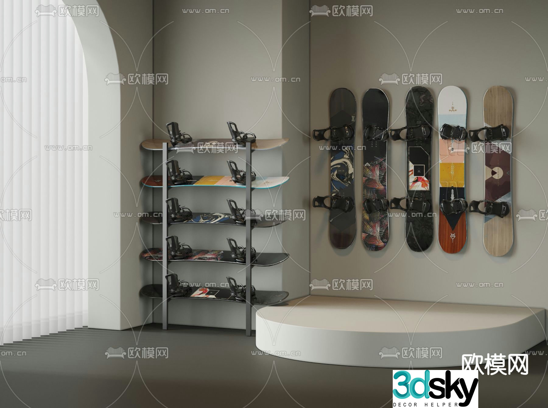 outdoor sports snowboard 3d model