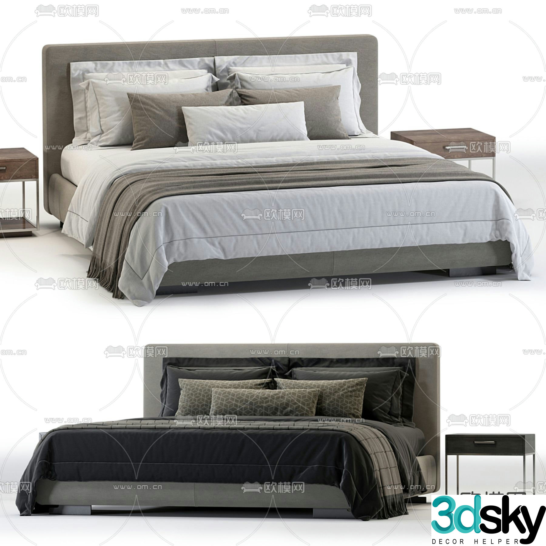 Modern double bed 3d model