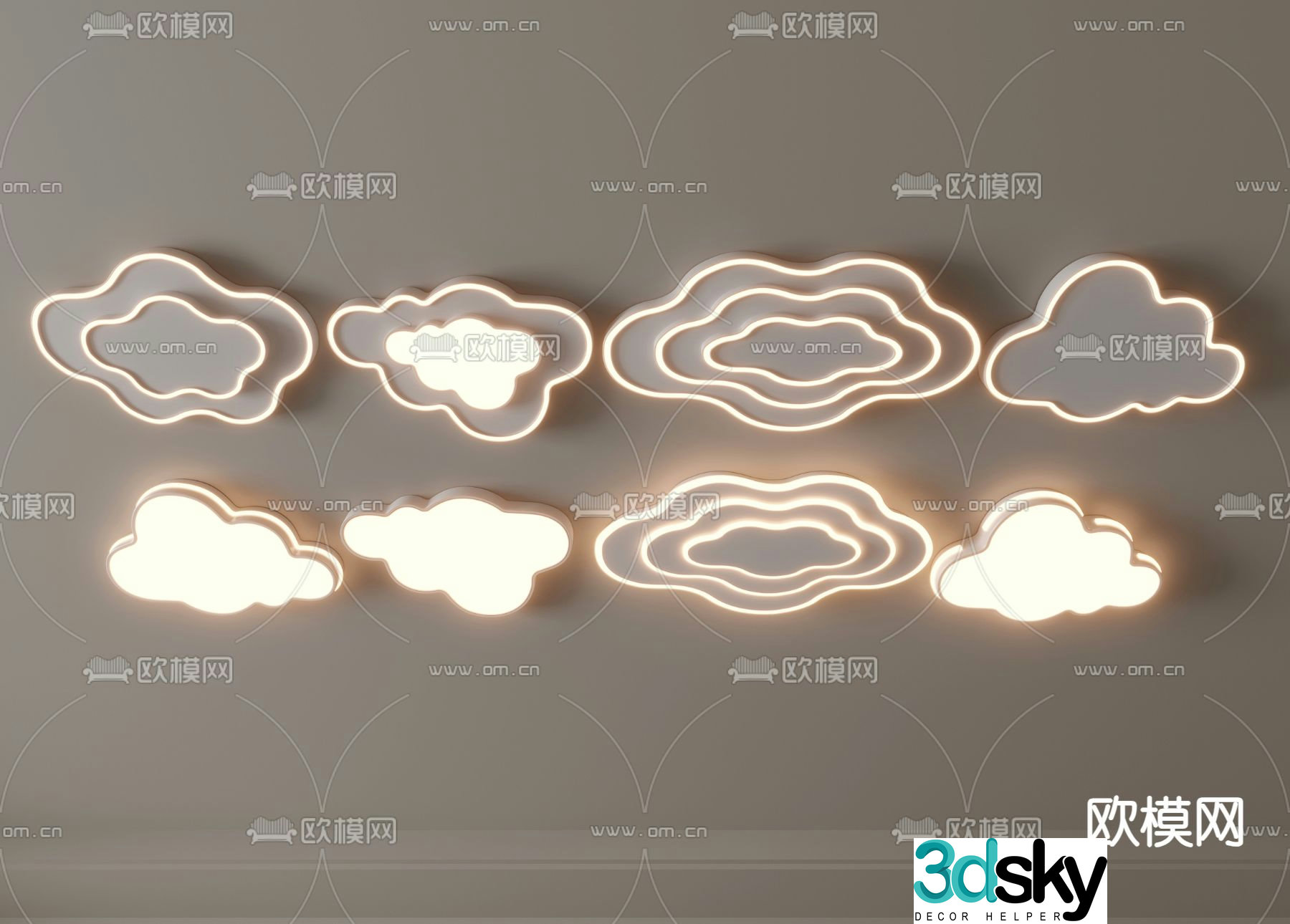 Cloud-shaped ceiling light 3D model