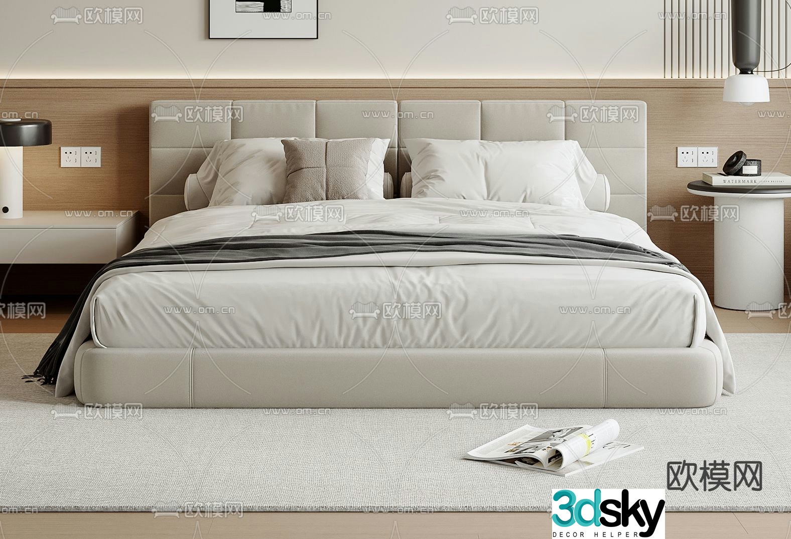 Modern double bed 3d model