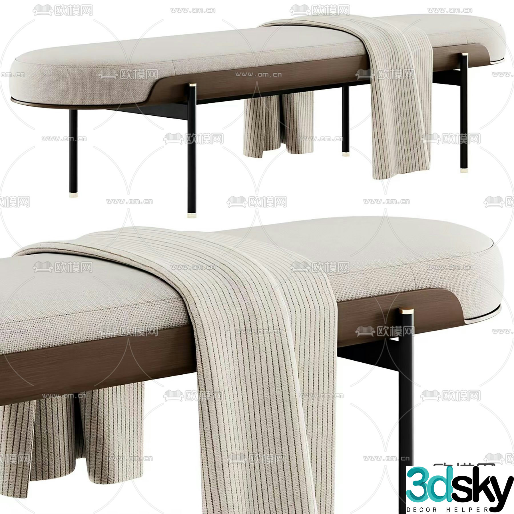 Bench bed end stool footrest 3d model