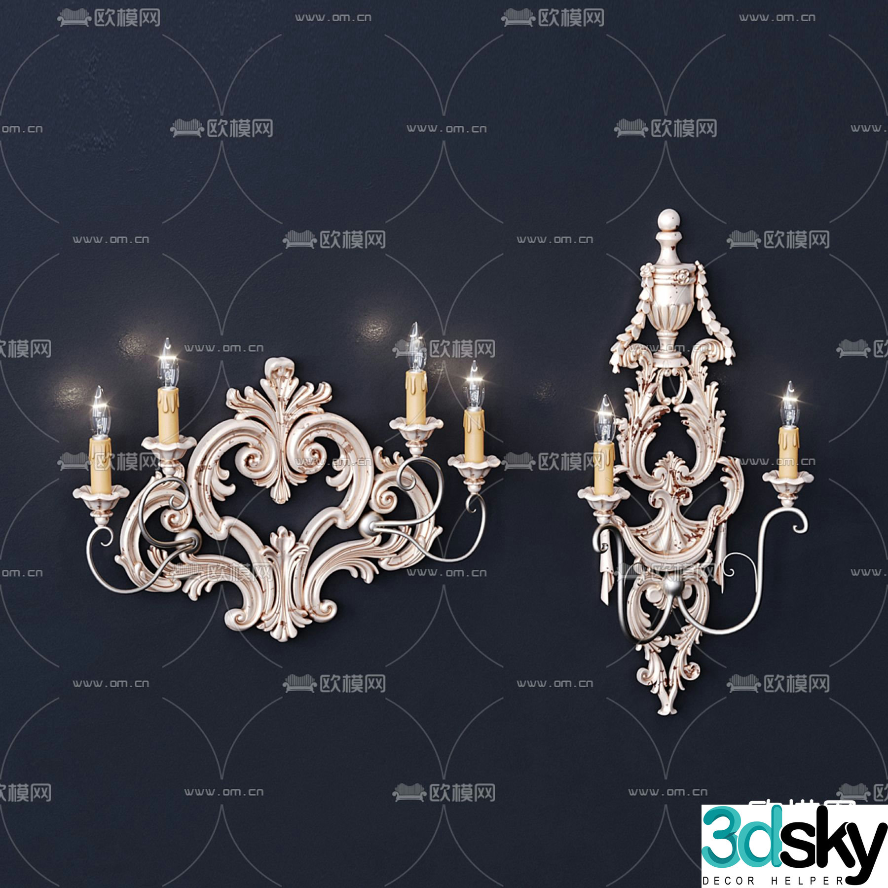 French wall lamp Candlestick wall lamp Decorative wall lamp 3D model