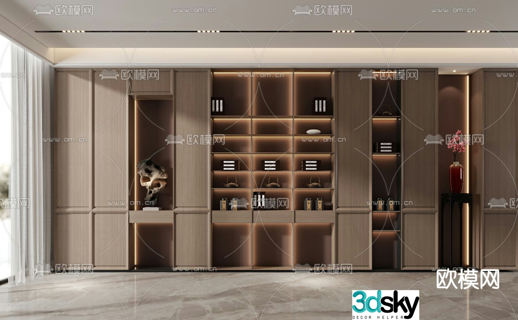 New Chinese style decorative cabinet tea cabinet 3d model