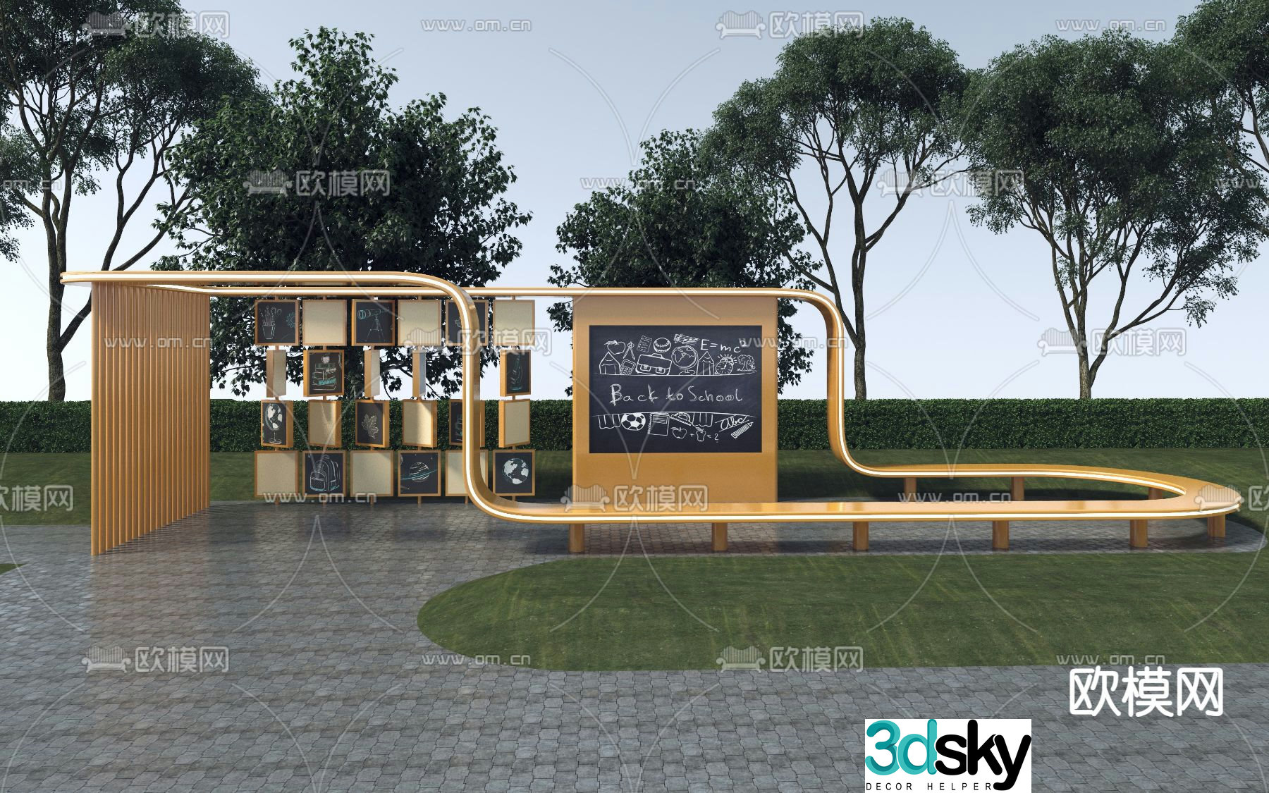 Landscape gallery outdoor promenade children’s activity area 3D model
