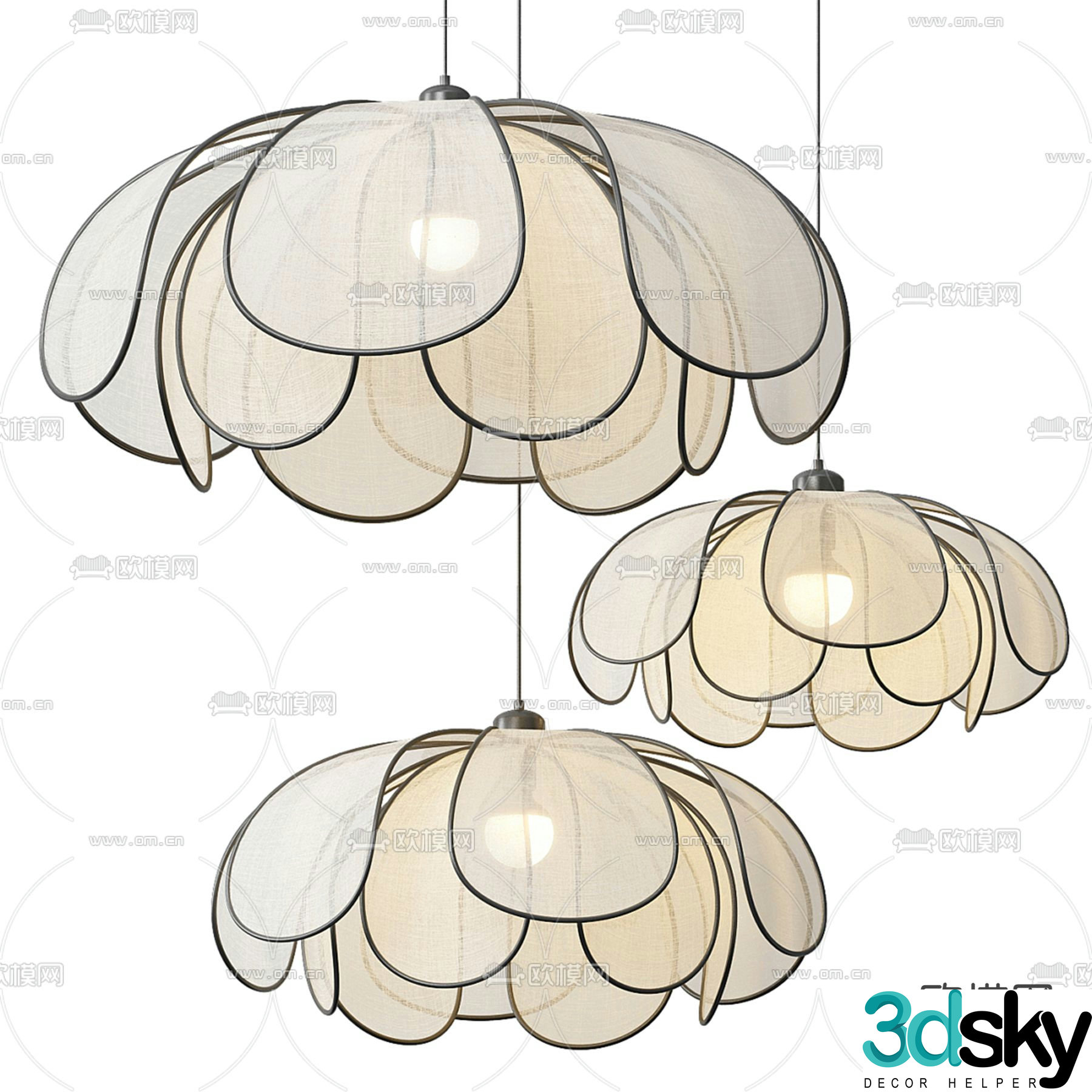 Flower chandelier mesh chandelier 3d model