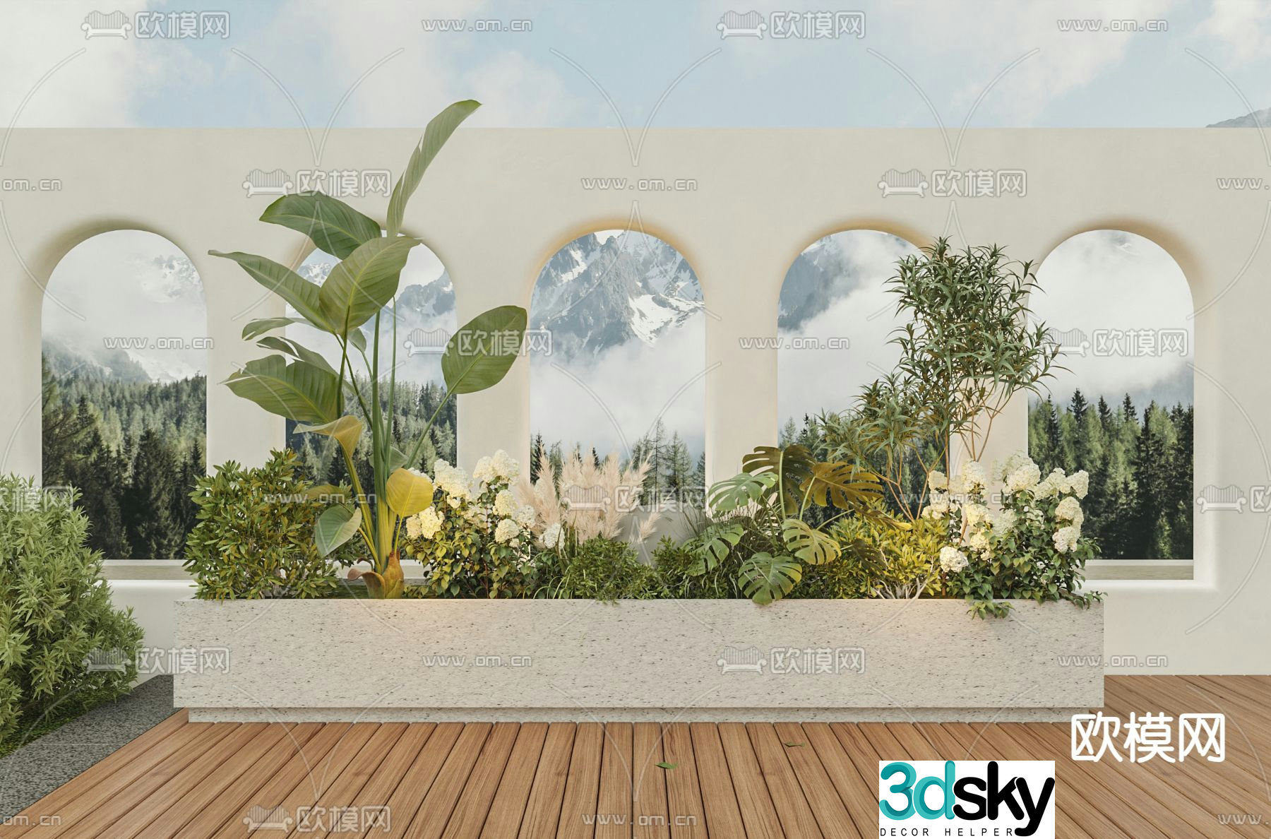 Internet celebrity wall plant pile 3D model