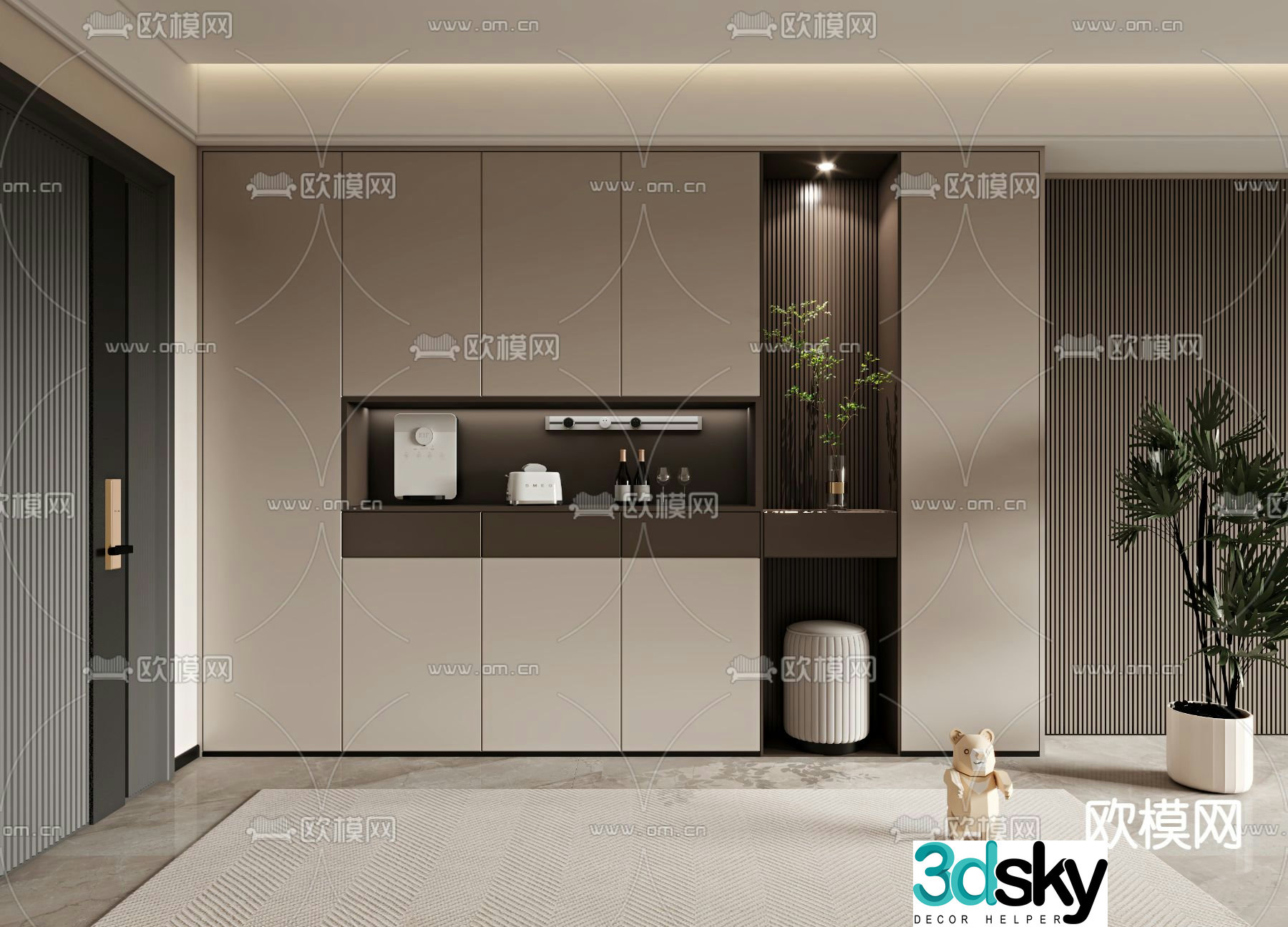 Modern shoe cabinet decorative cabinet 3d model
