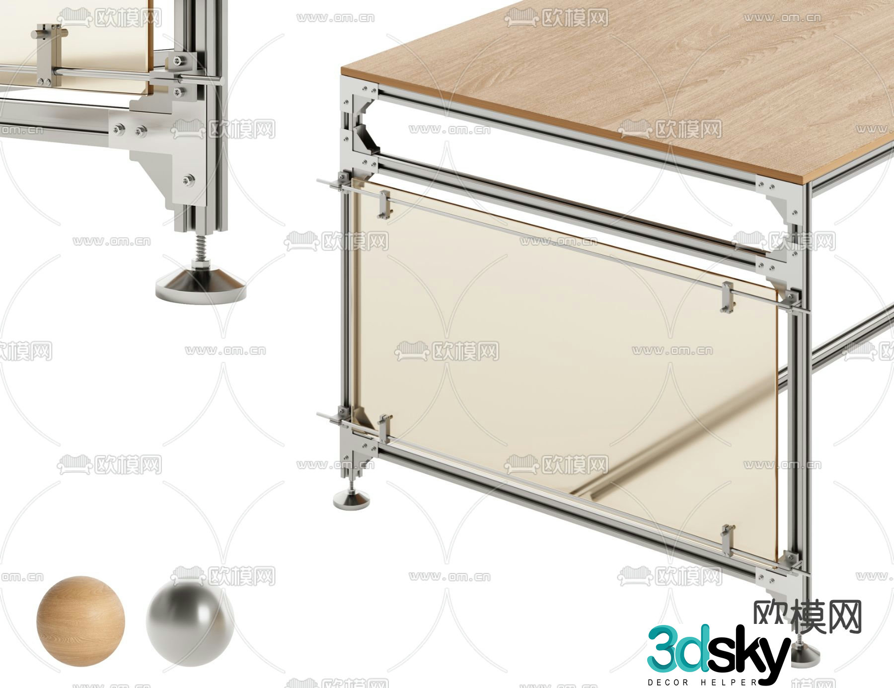 Aluminum profile desk 3d model