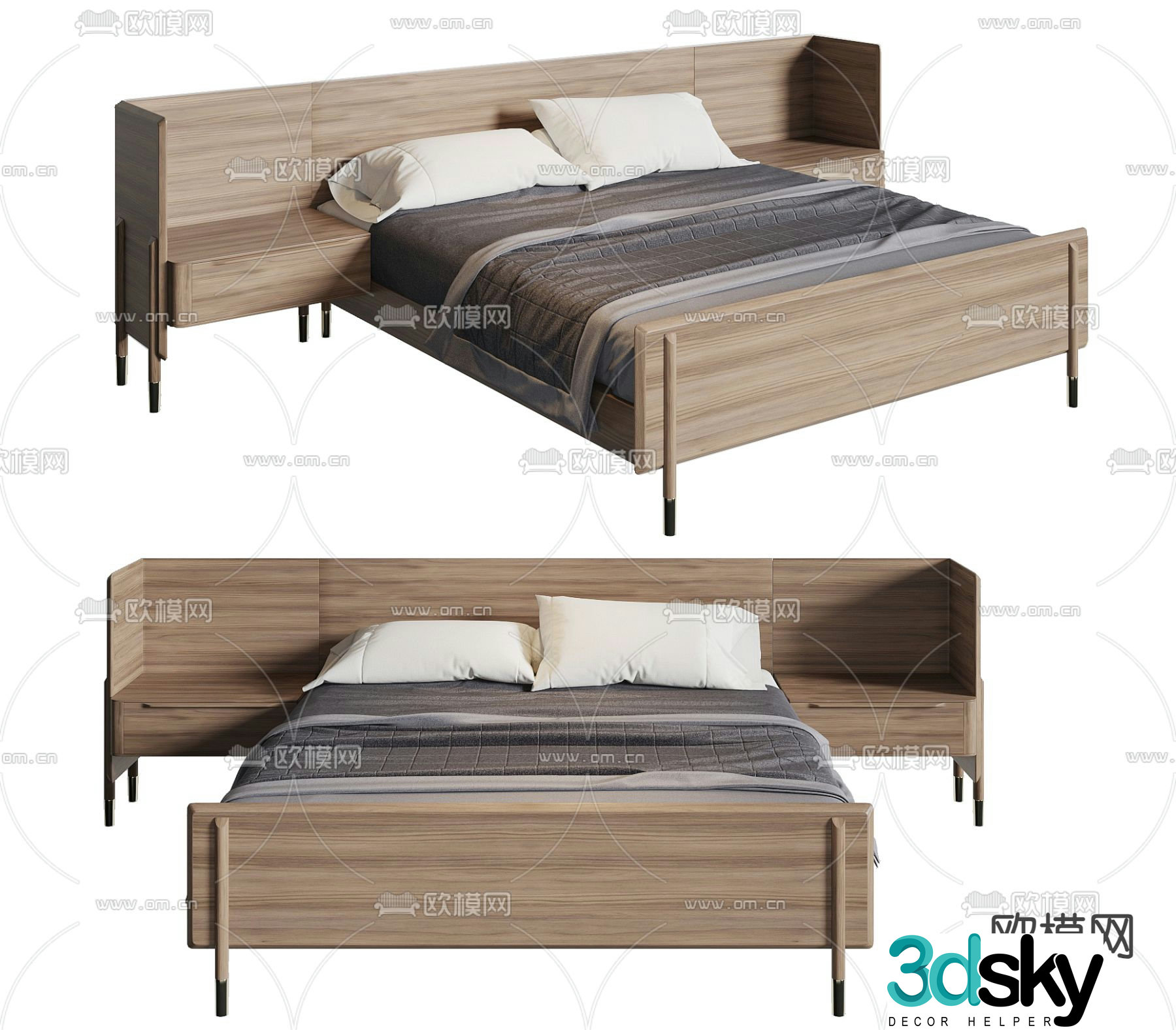 Medieval style double bed 3d model