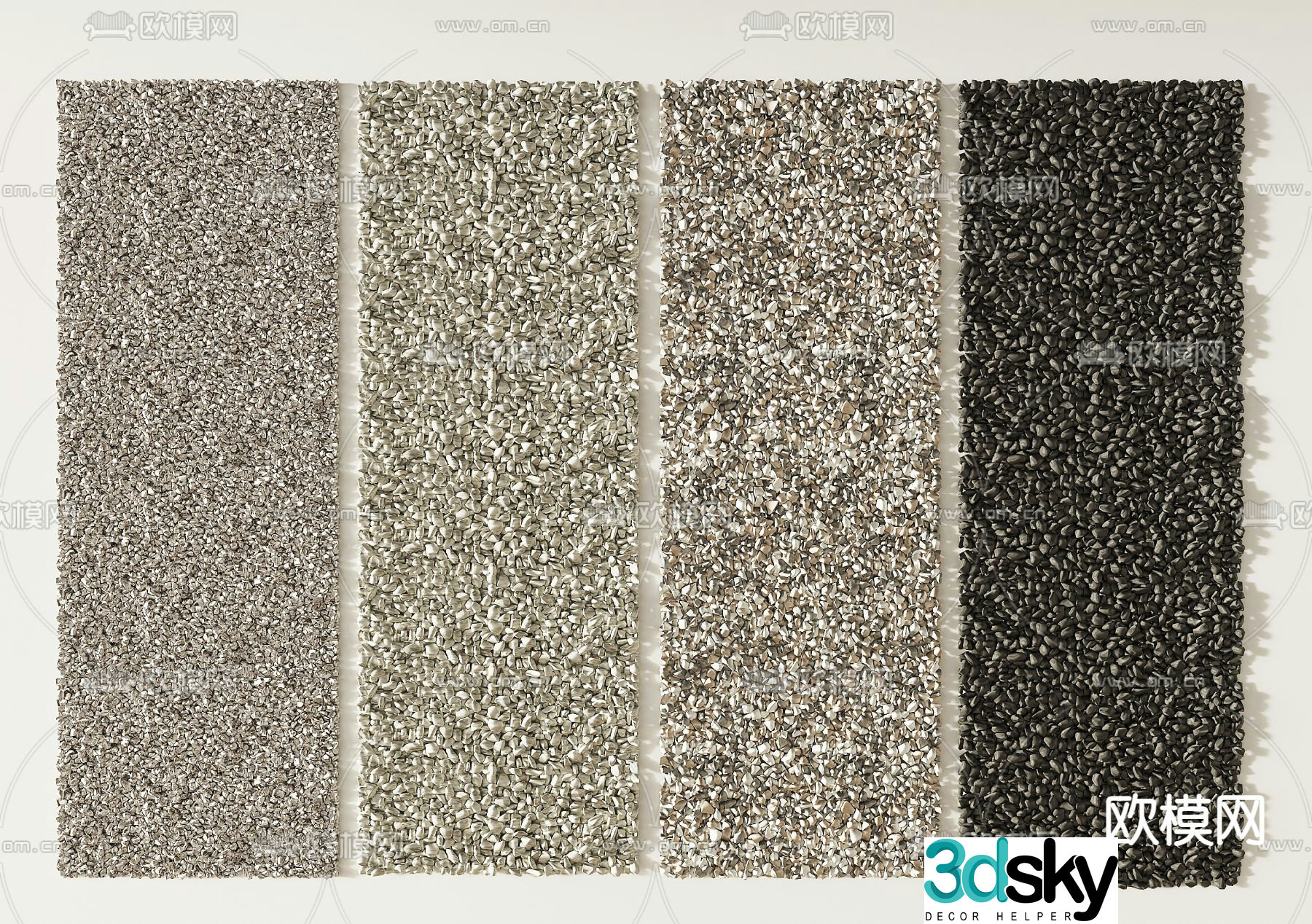 Cobblestone washed stone gravel paving 3d model