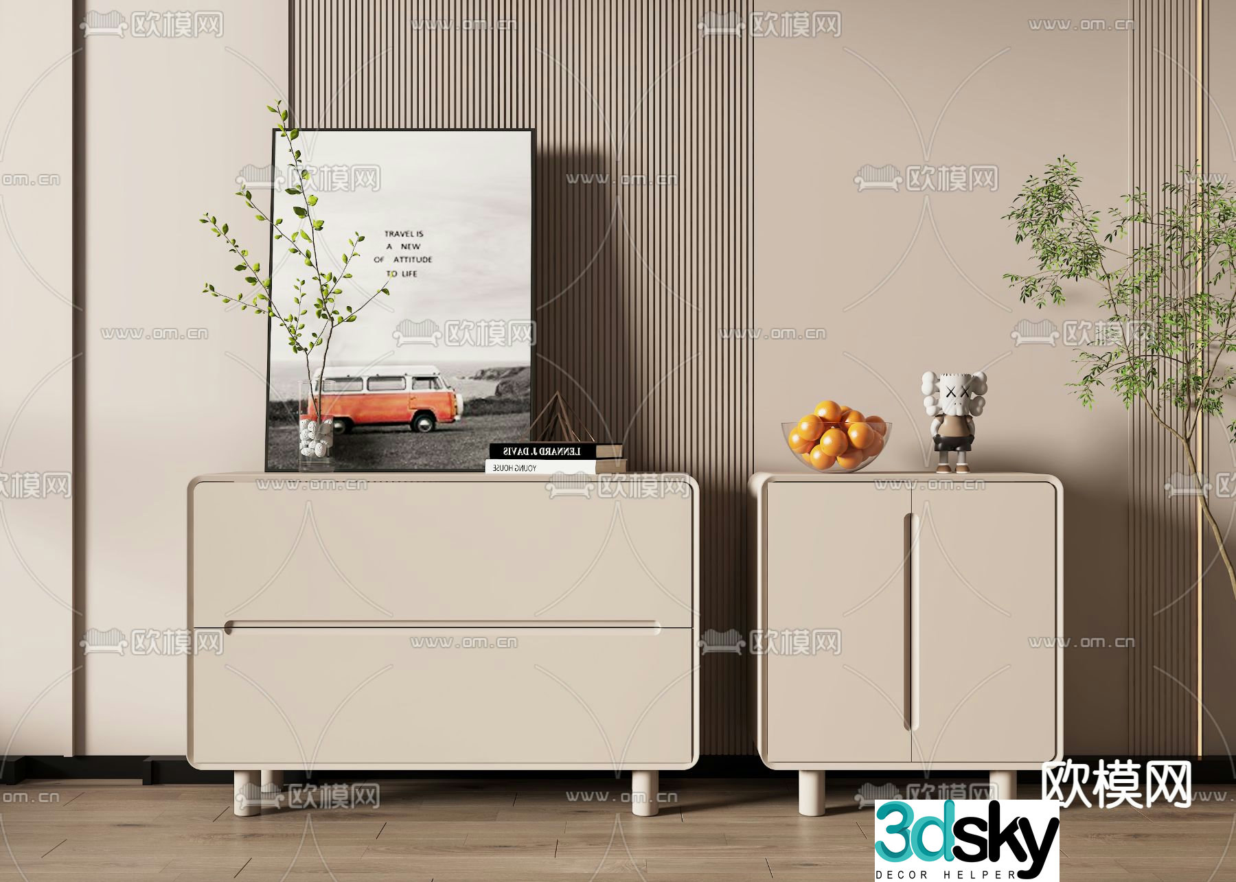Modern side cabinet porch cabinet 3D model