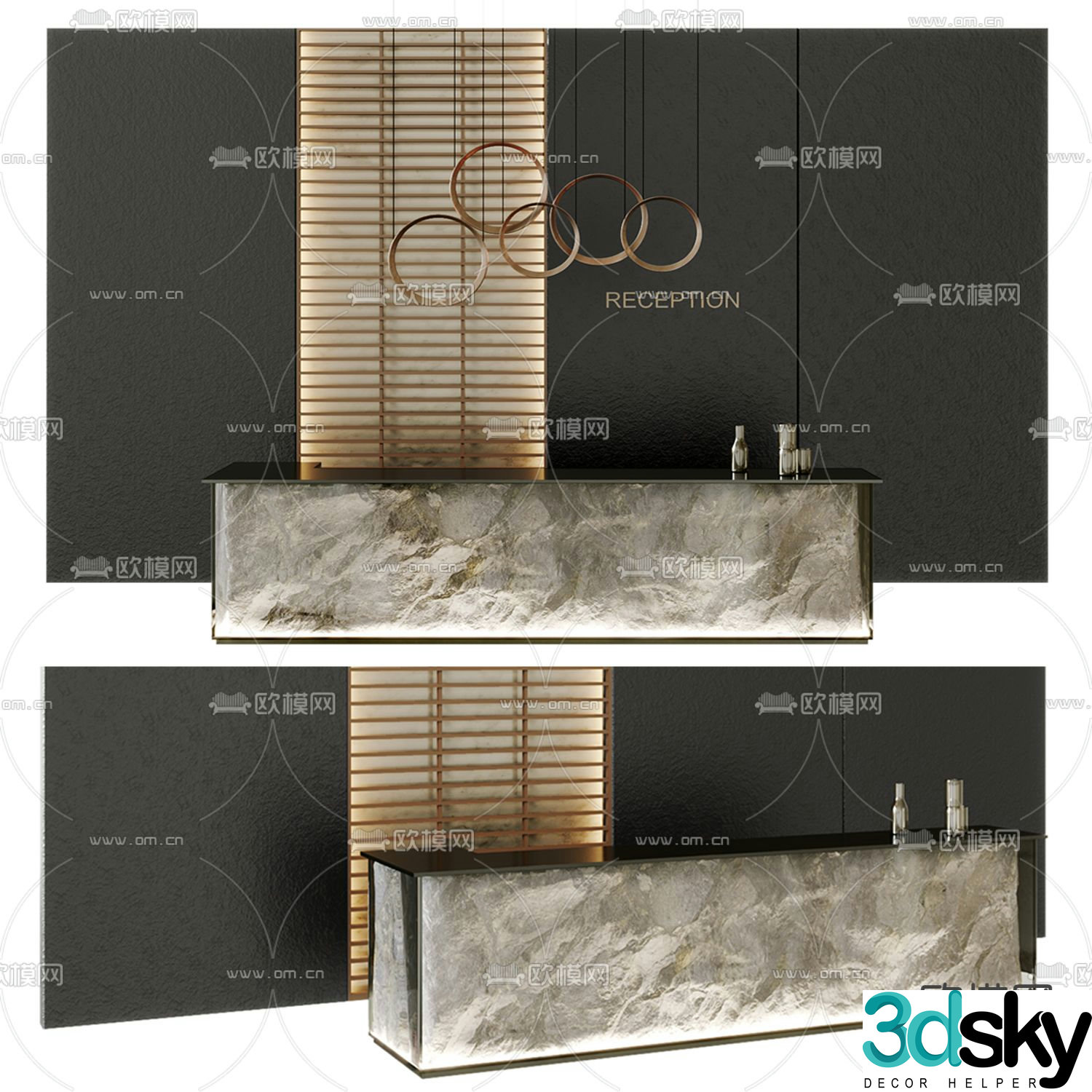 Modern front desk reception desk 3d model