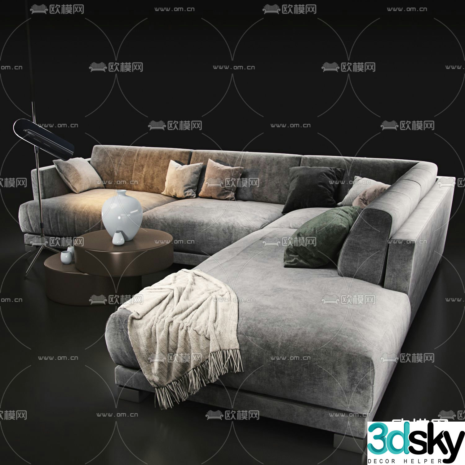Corner sofa multi-person sofa 3d model