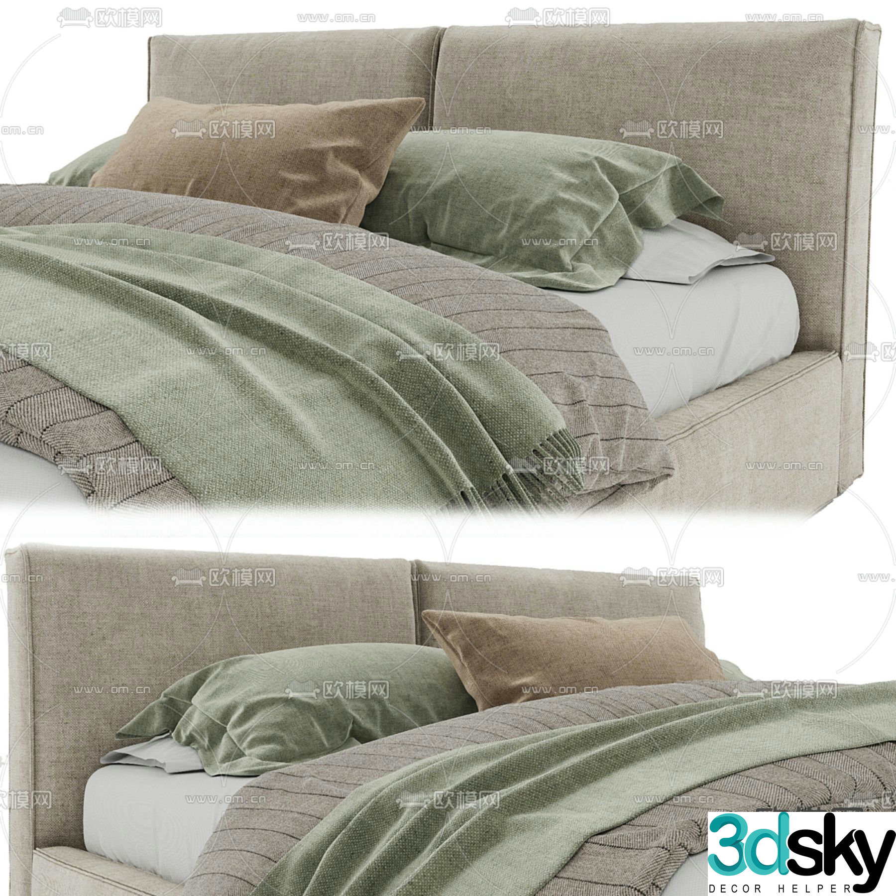 Modern double bed 3d model