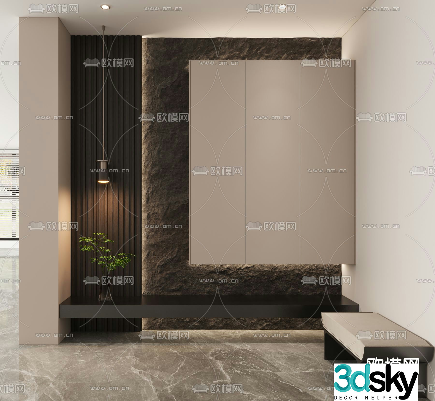 Modern entryway cabinet shoe cabinet 3d model