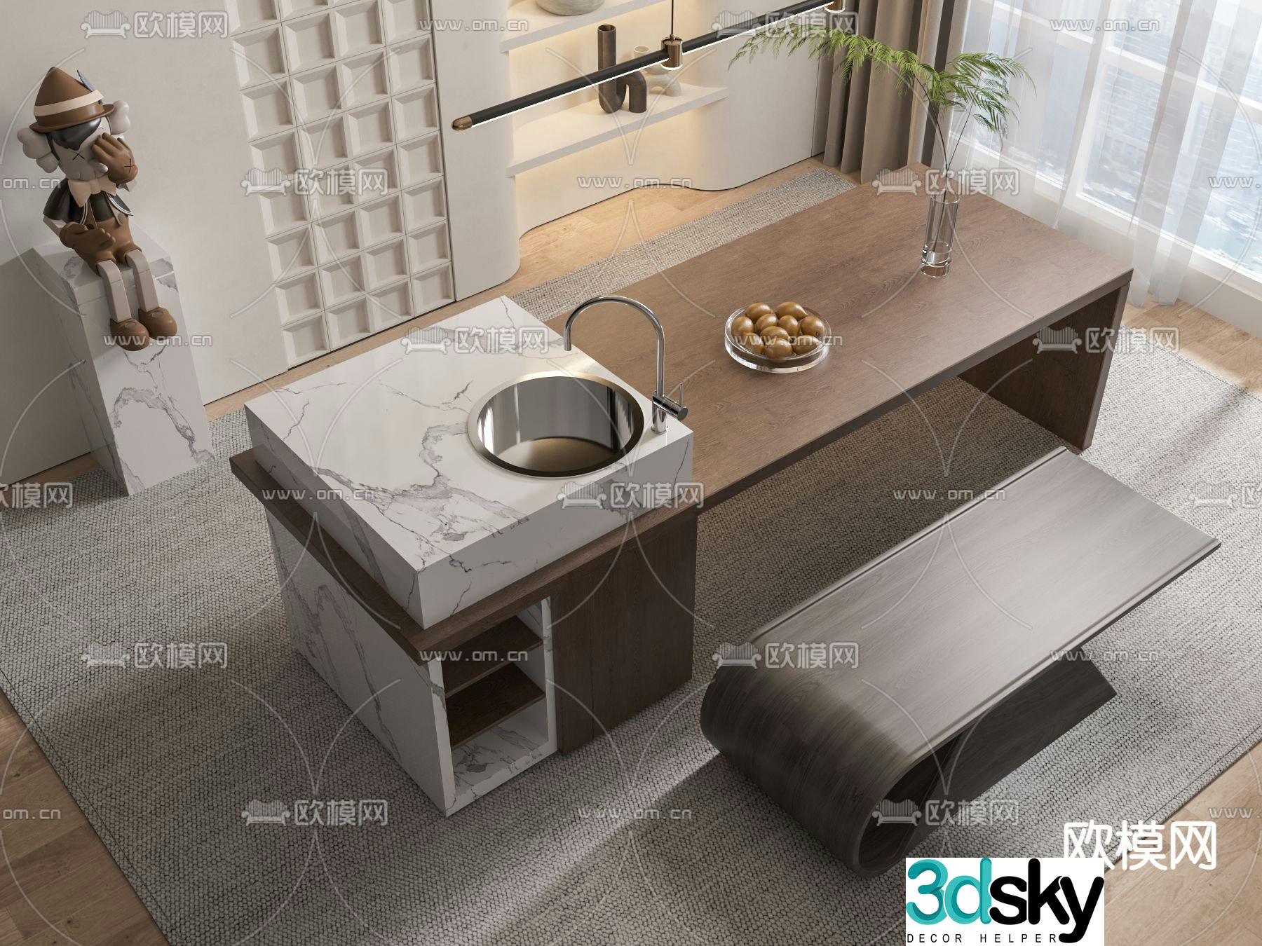 Modern island 3D model