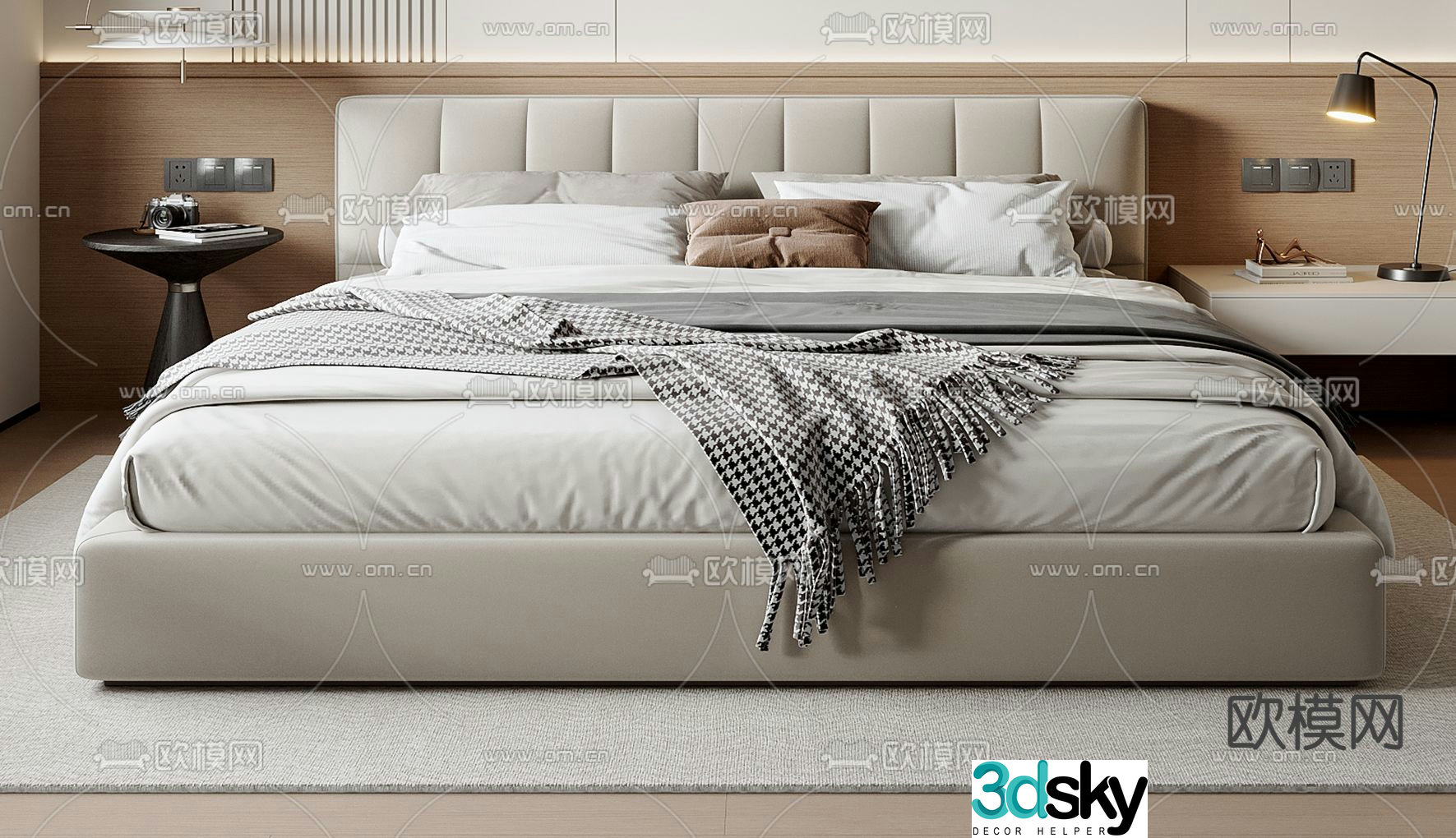 Modern double bed 3d model
