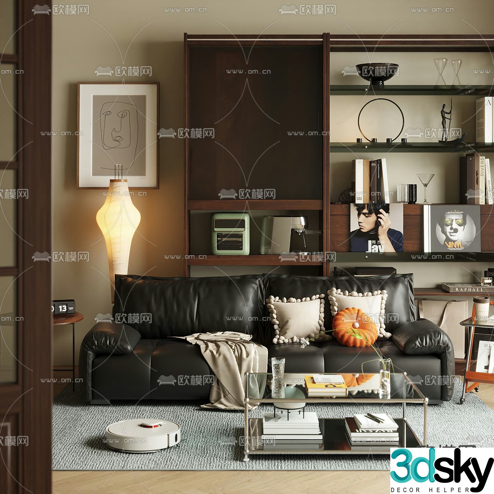 leather sofa loveseat 3d model