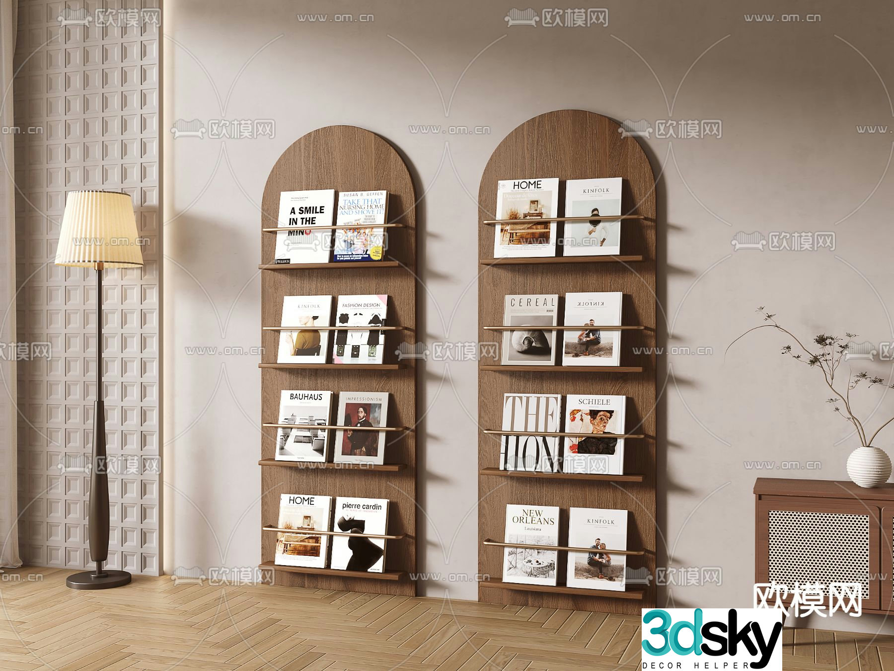 Bookshelf Newspaper Shelf Magazine Shelf 3D Model