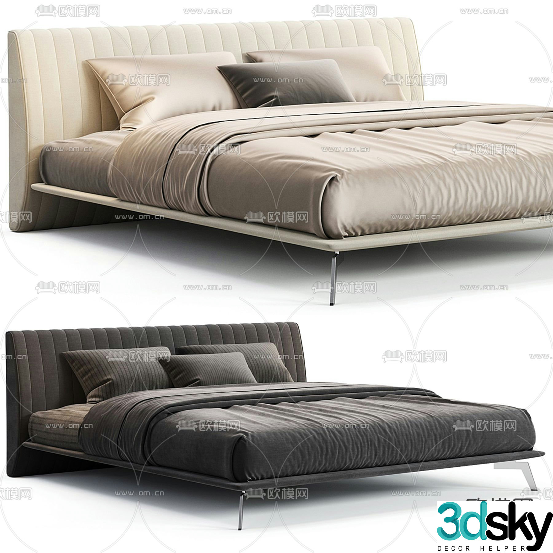 Modern double bed 3d model