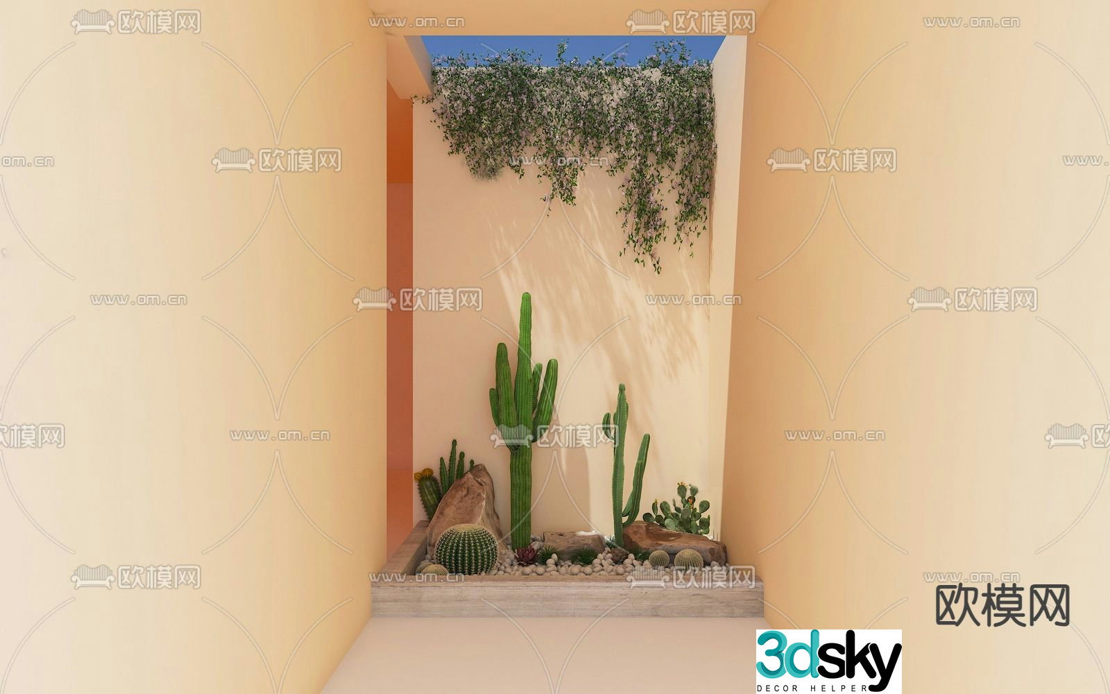 Green plants Cactus Landscape 3D Model
