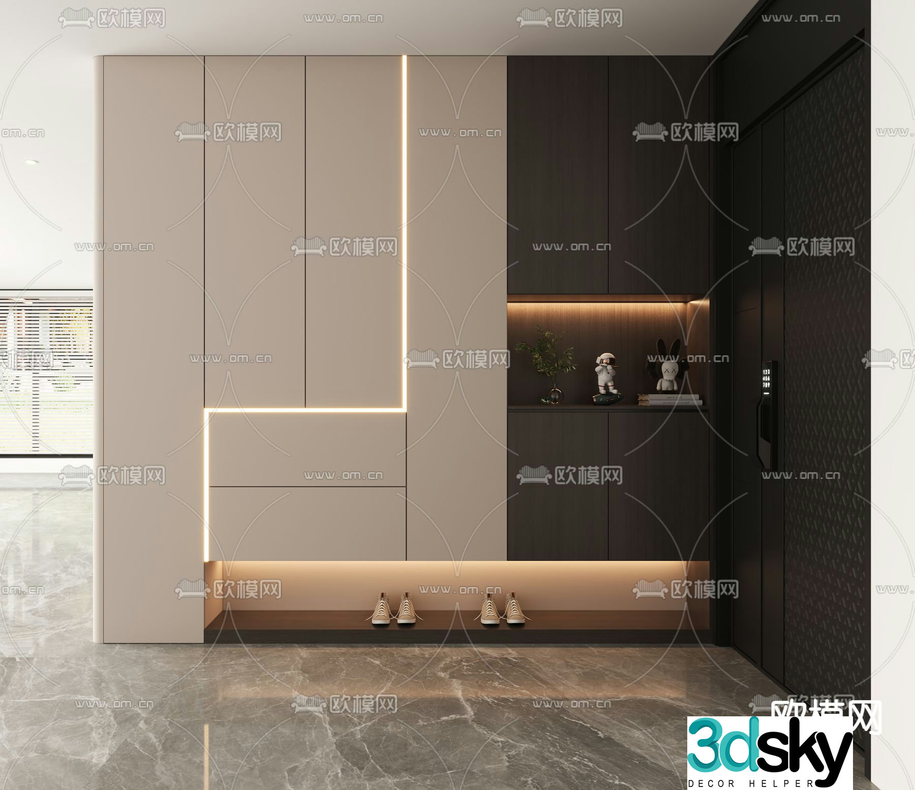 Modern porch cabinet shoe cabinet 3d model