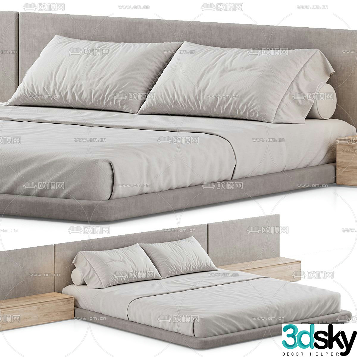 Modern double bed 3d model