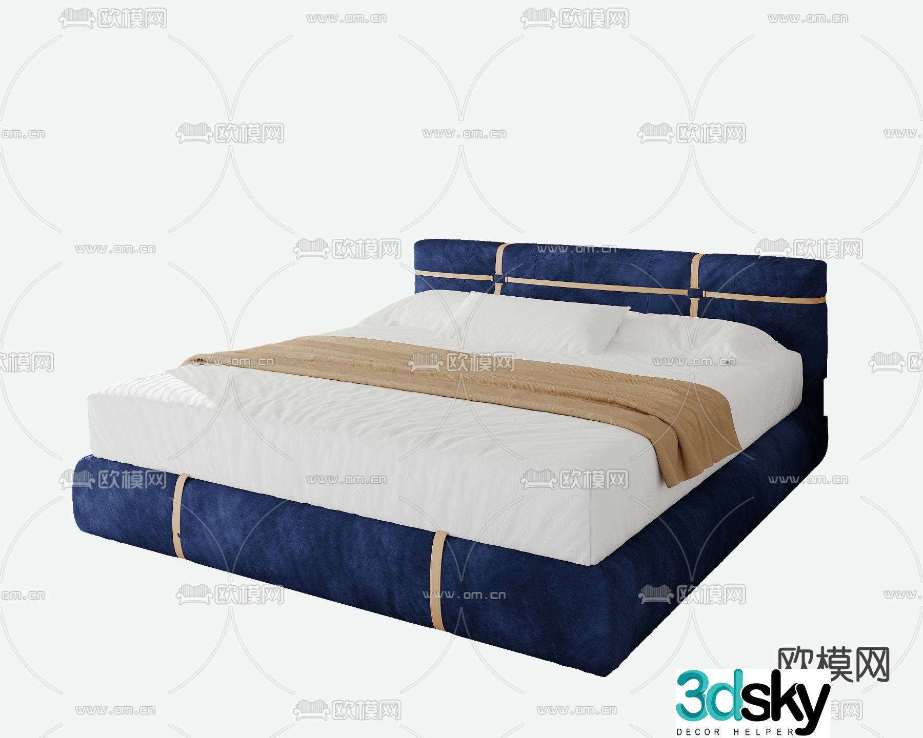 Modern double bed 3d model