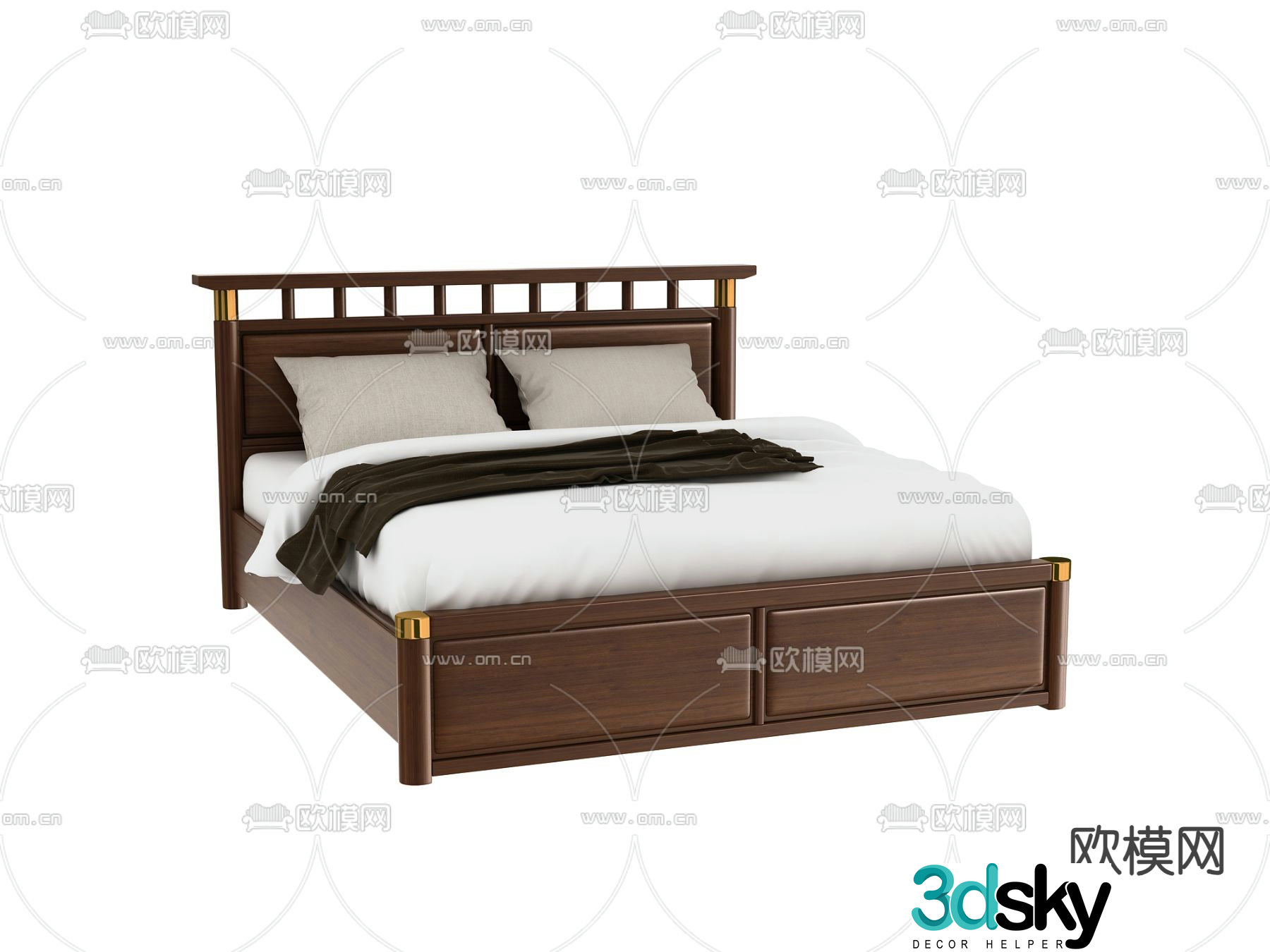 Modern double bed 3d model