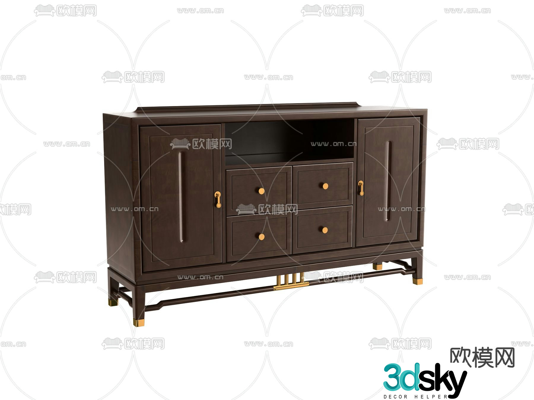 New Chinese style cabinet wooden cabinet entrance cabinet 3d model