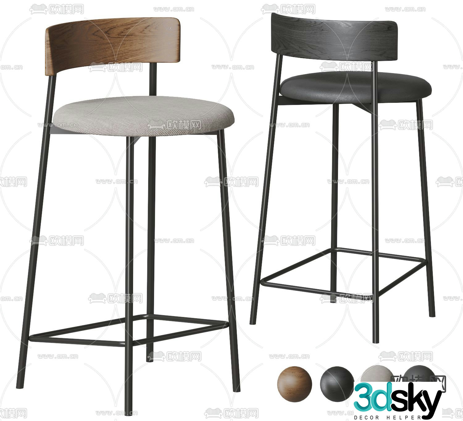 Modern chair bar chair high chair 3d model