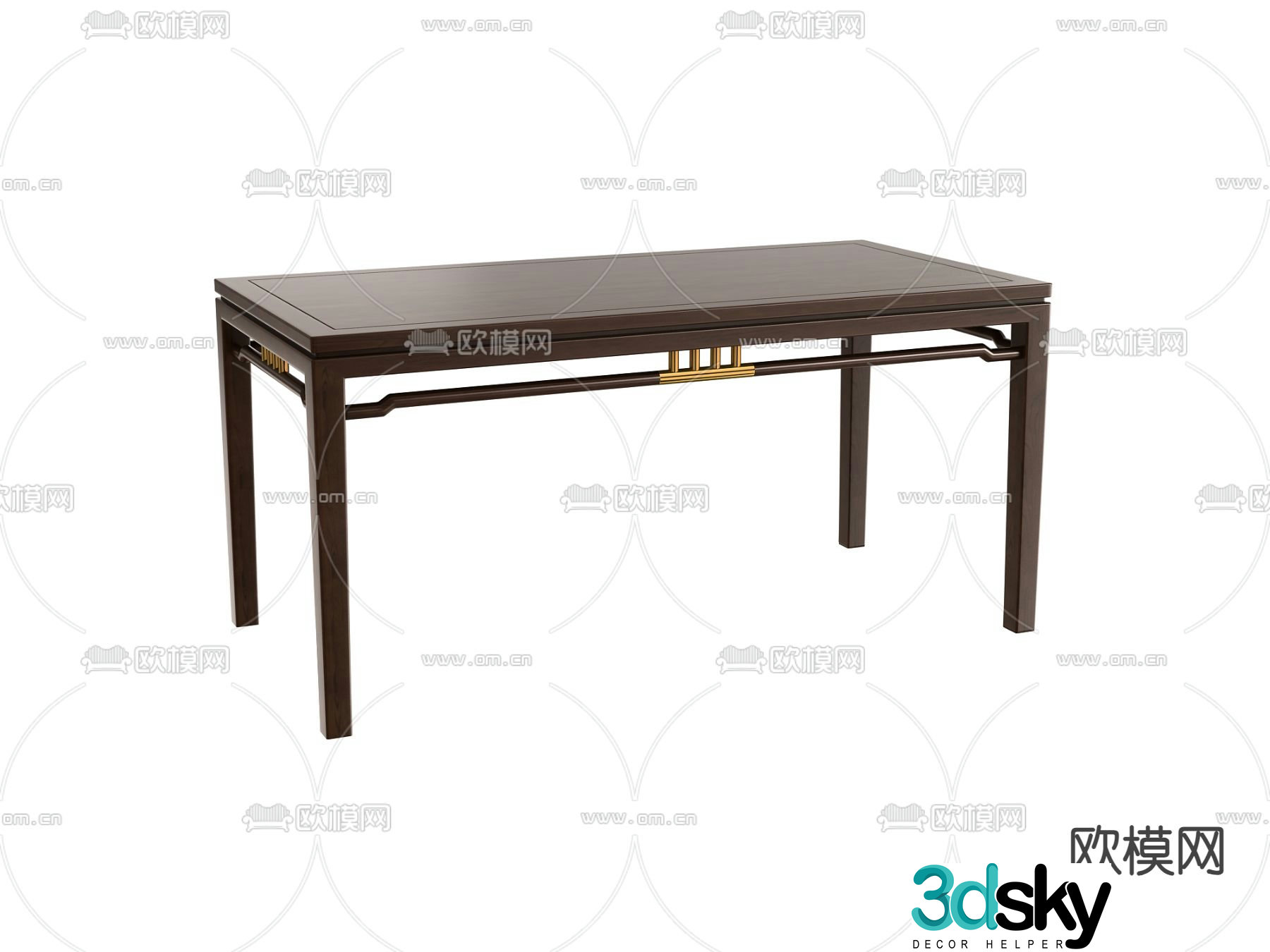solid wood table dining table 3d model