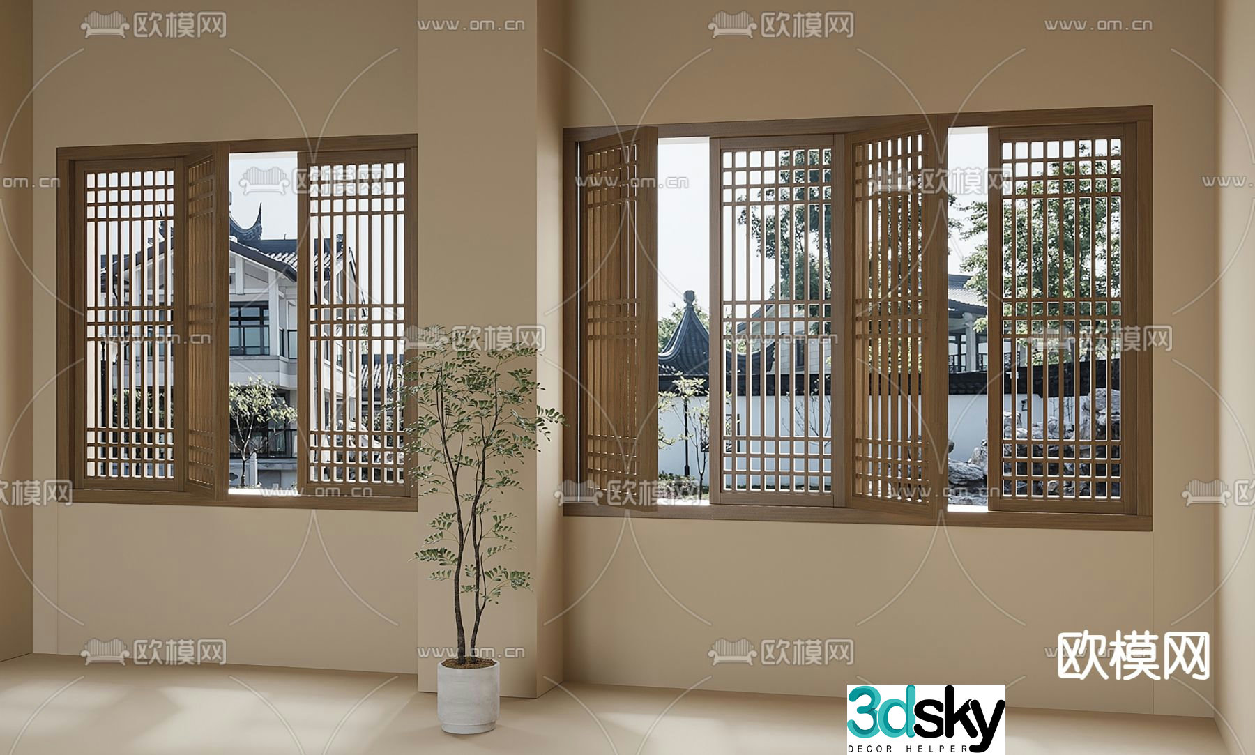 New Chinese style window Window 3D model