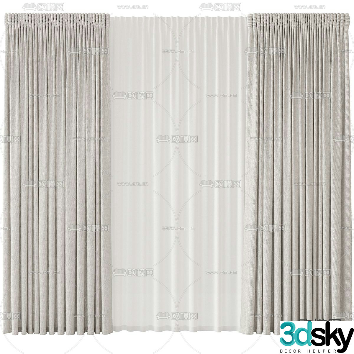 Curtains 3d model of gauze curtains